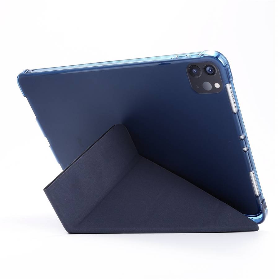 For iPad Air 13 2024 / Pro 12.9 2022 / 2021 Multi-folding TPU Leather Tablet Case ... (Dark Blue)