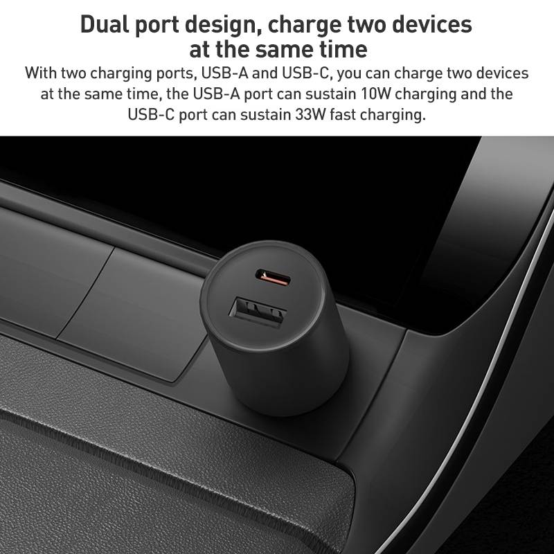Original Xiaomi 43W Dual Ports USB + USB-C / Type-C Car Charger 1A1C(Black)