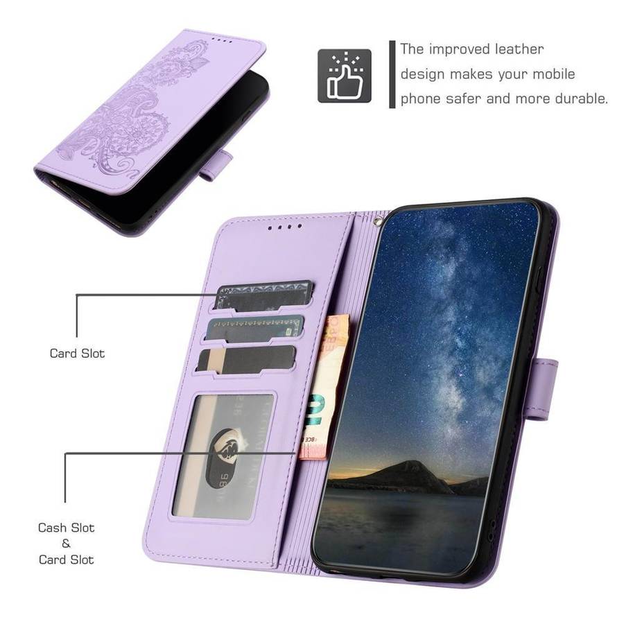 For Honor 600 Lite Global Datura Flower Embossed Flip Leather Phone Case(Purple)