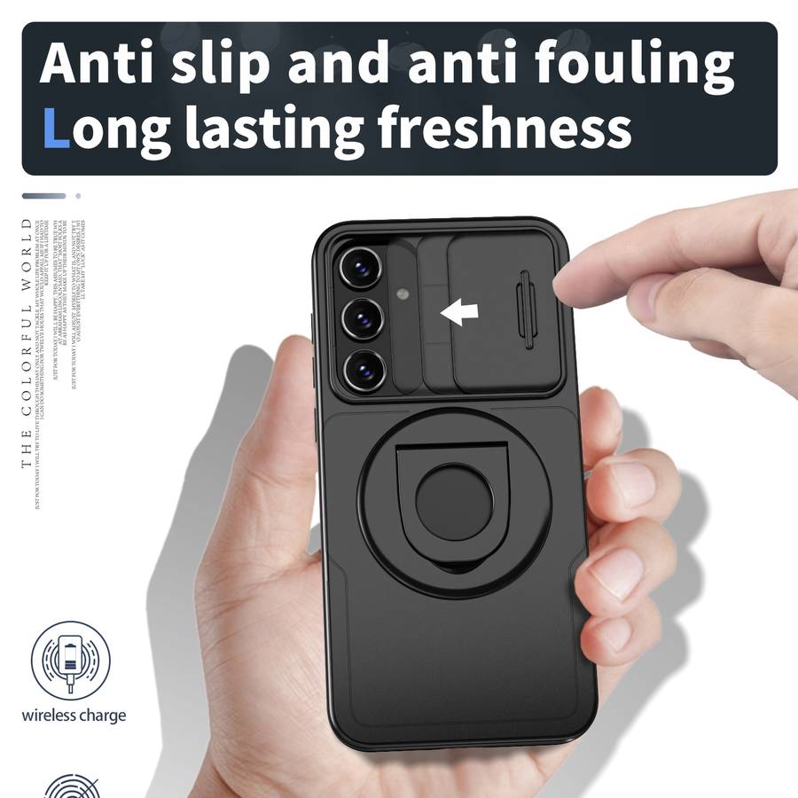For Samsung Galaxy A55 5G Camshield MagSafe Ring Holder Armor Phone Case(Black)