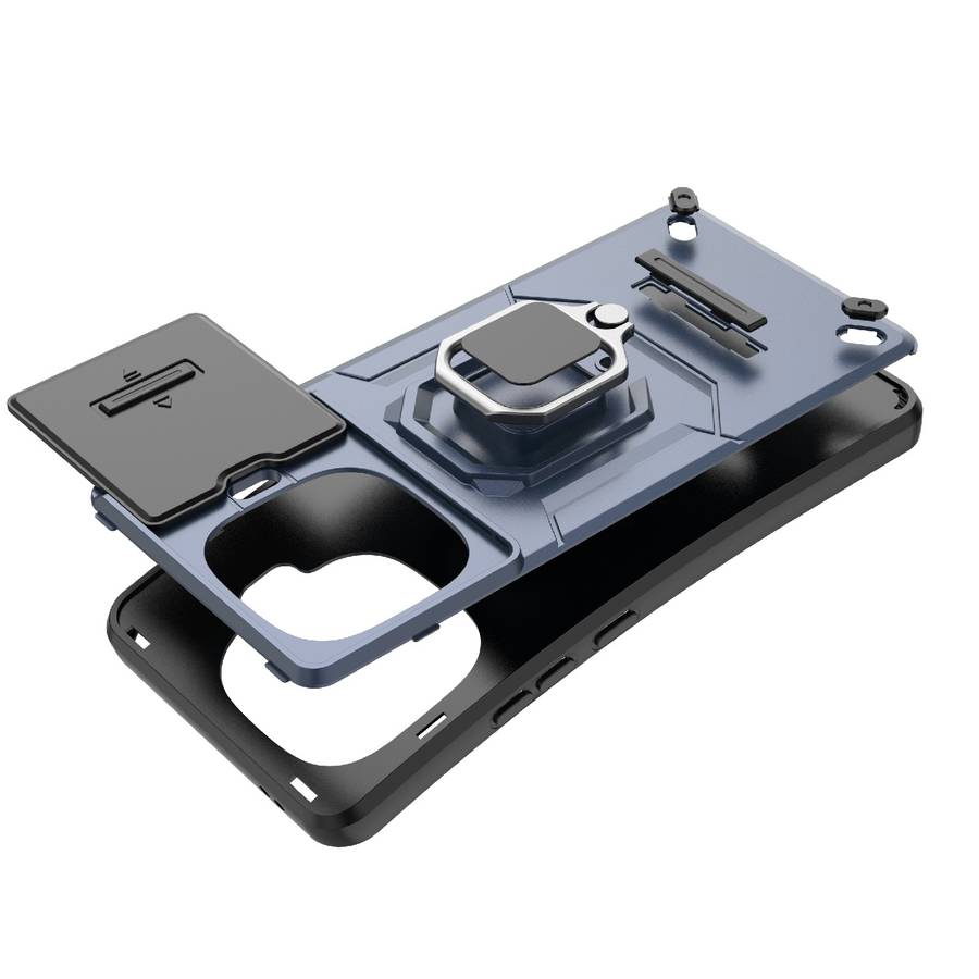 For vivo iQOO Z9 Turbo 5G Sliding Camshield TPU + PC Shockproof Phone Case with Holder(Black)