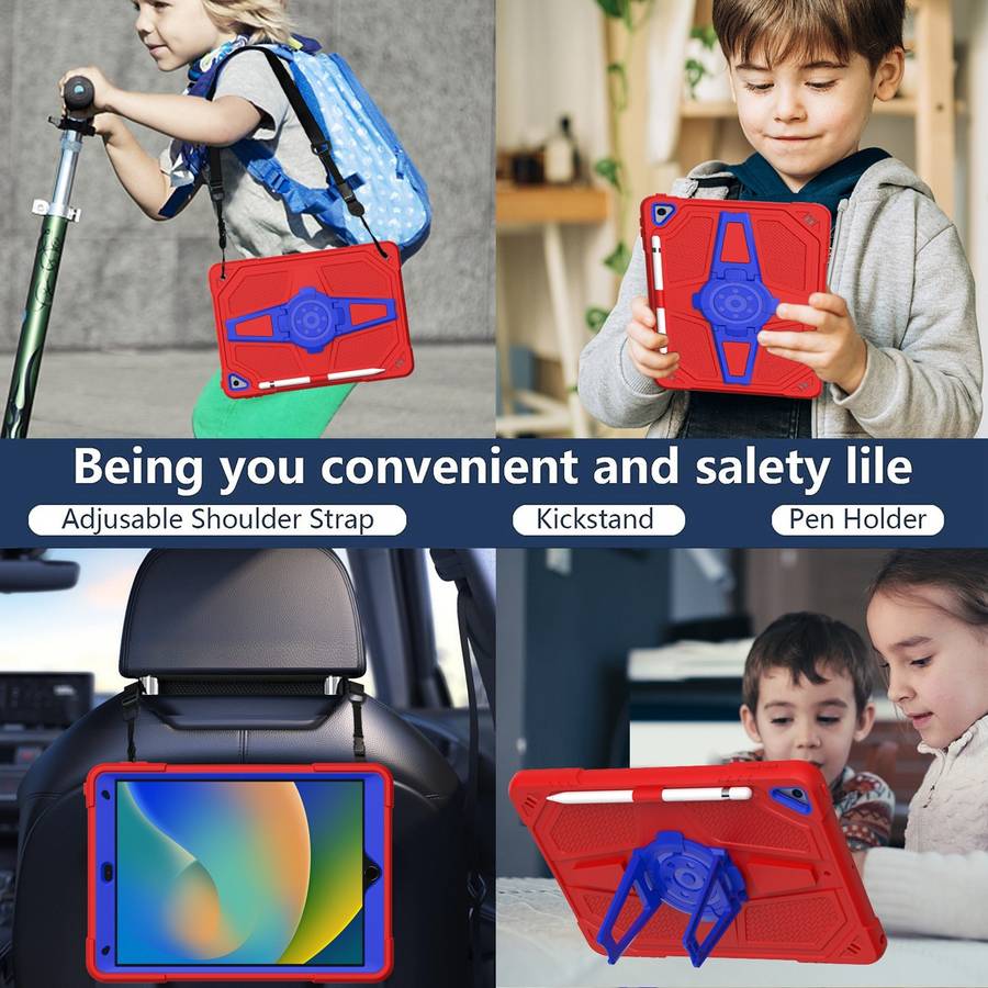 For iPad Air 2022 10.9 / Pro 11 2022 Punk Stand PC Hybrid Silicone Tablet Case wi ... (Black Blue)