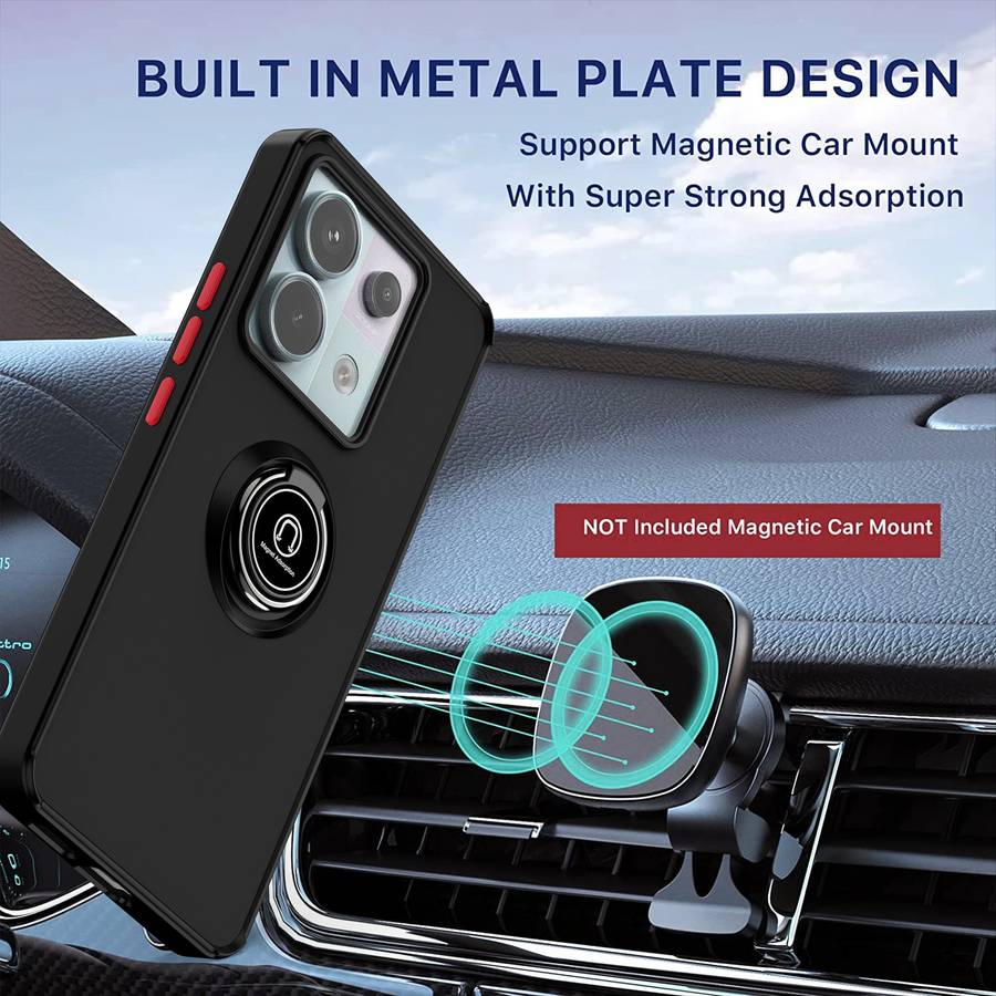 For Xiaomi Redmi Note 13 Pro 5G Q Shadow 1 Series TPU + PC Phone Case with Ring(Black+Red)