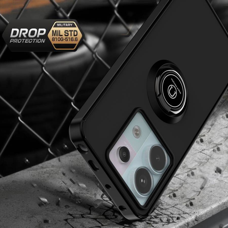 For Xiaomi Redmi Note 13 Pro 5G Q Shadow 1 Series TPU + PC Phone Case with Ring(Black+Red)