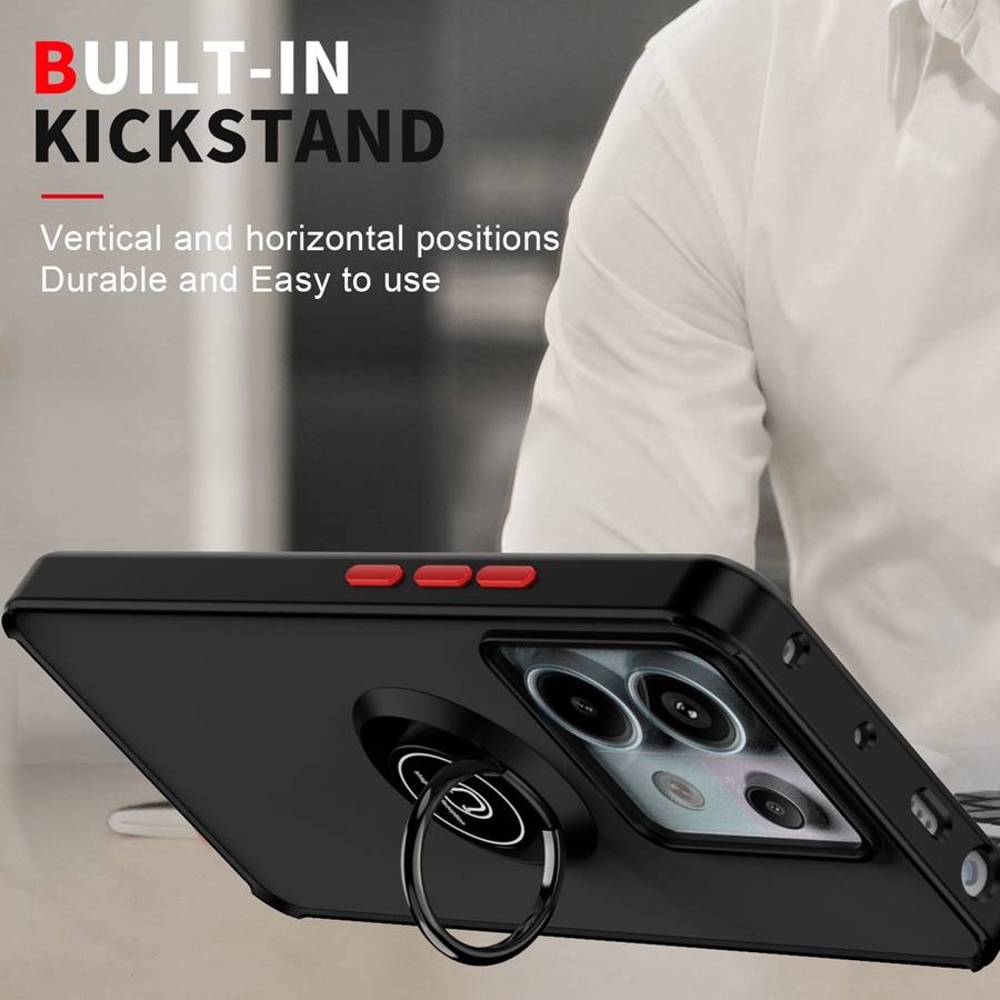 For Xiaomi Redmi Note 13 Pro 5G Q Shadow 1 Series TPU + PC Phone Case with Ring(Black+Red)