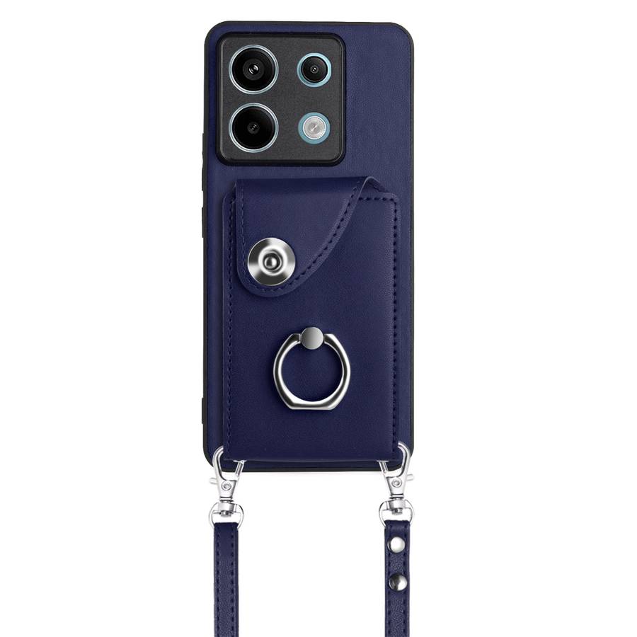 For Xiaomi Redmi Note 13 Pro 5G Global Organ Card Bag Ring Holder Phone Case with Long Lanyard(