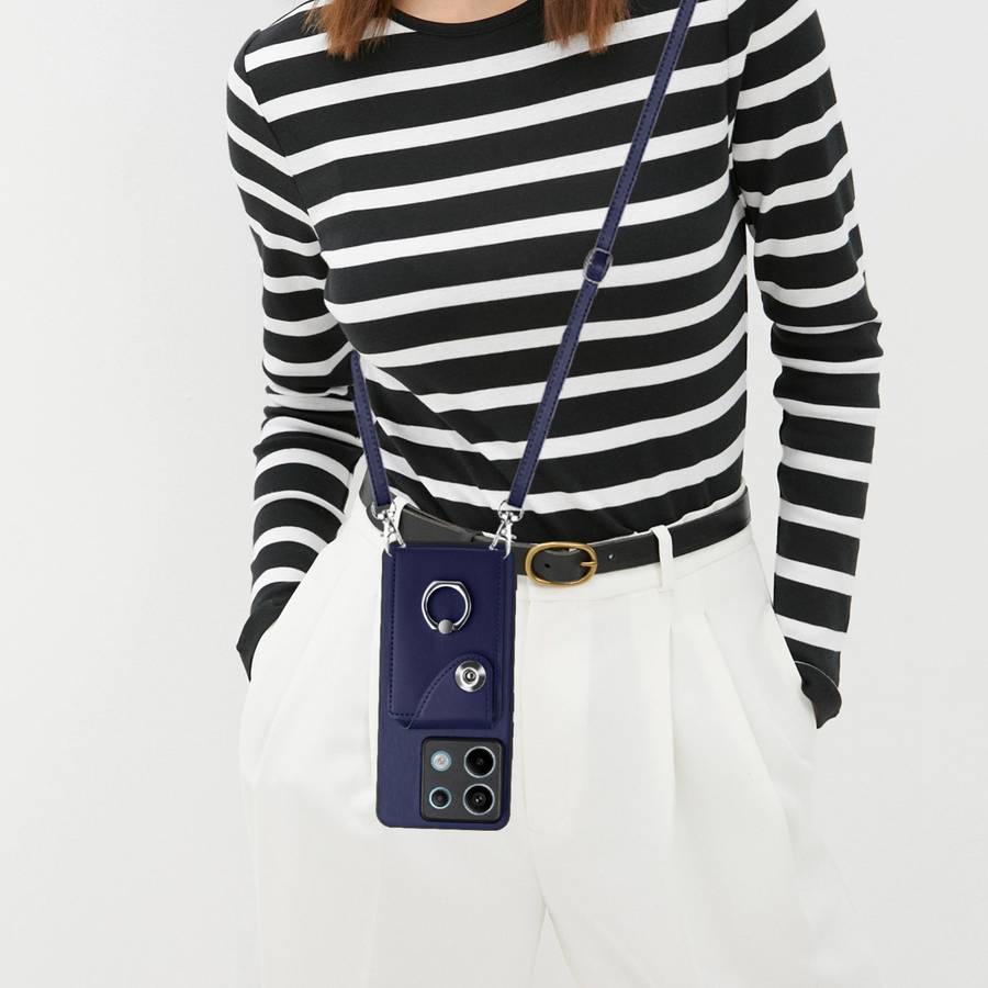 For Xiaomi Redmi Note 13 Pro 5G Global Organ Card Bag Ring Holder Phone Case with Long Lanyard(