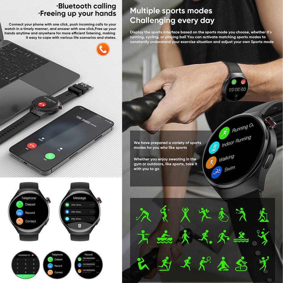 MT26 Smart Watch 1.43 inch AMOLED Bracelet, Support Bluetooth Call / Blood Pressure / Blood Oxy