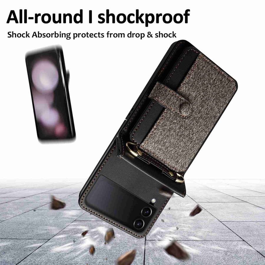 For Samsung Galaxy Z Flip4 Crossbody Color Matching Folding Phone Case(Dark Grey)