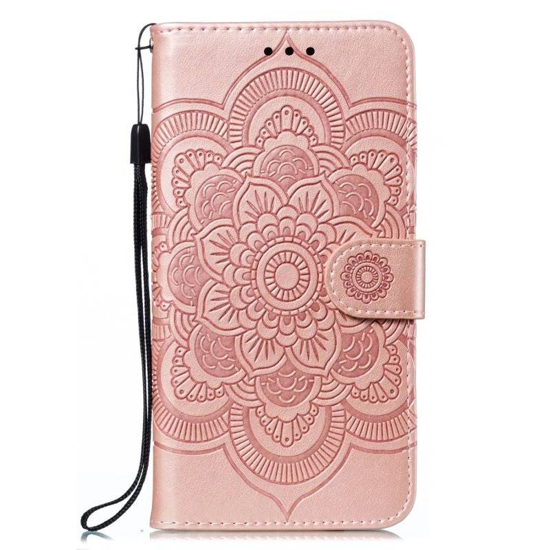 For Realme C12 Sun Mandala Embossing Pattern Phone Leather Case(Rose Gold)