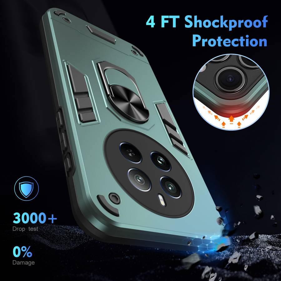 For Realme 12 Pro Shockproof Metal Ring Holder Phone Case(Green)