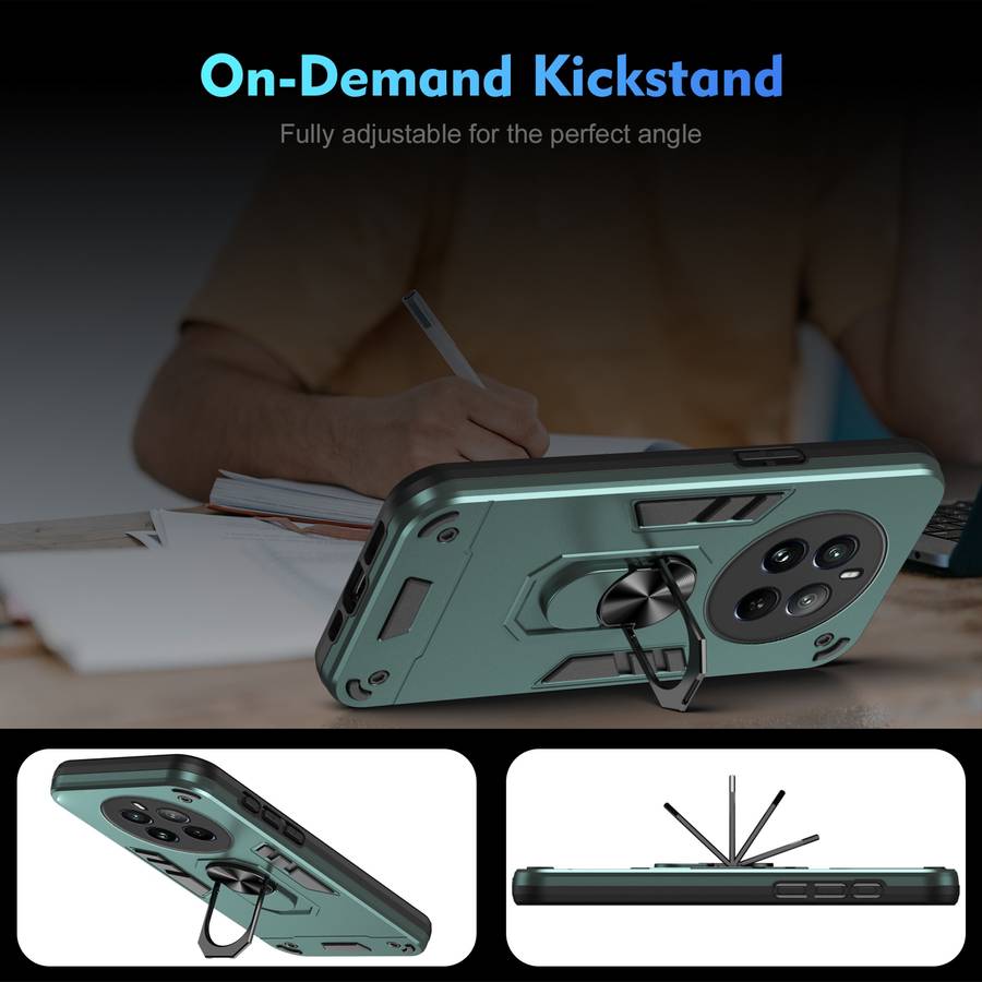 For Realme 12 Pro Shockproof Metal Ring Holder Phone Case(Green)