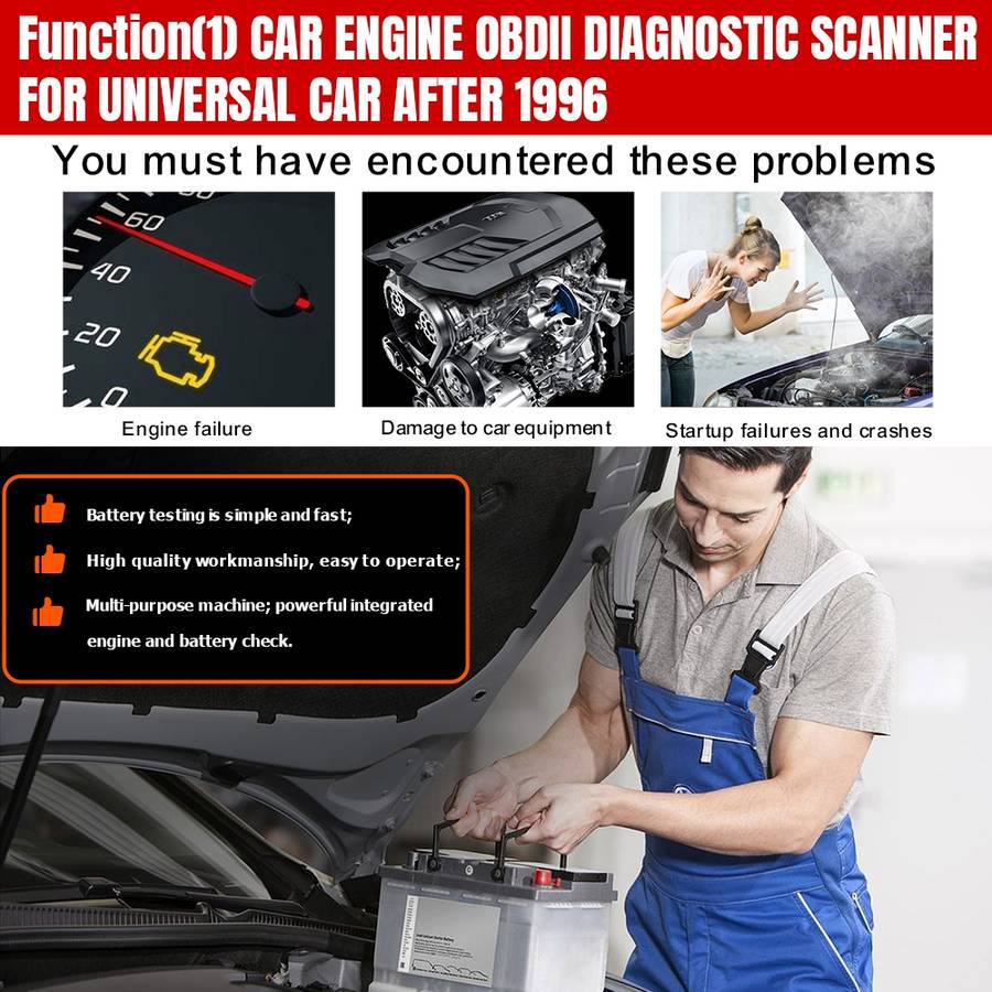 KONNWEI KW851 2 in 1 Car OBDll Scanner Diagnostic Tool Oil Service Light Reset(Black)