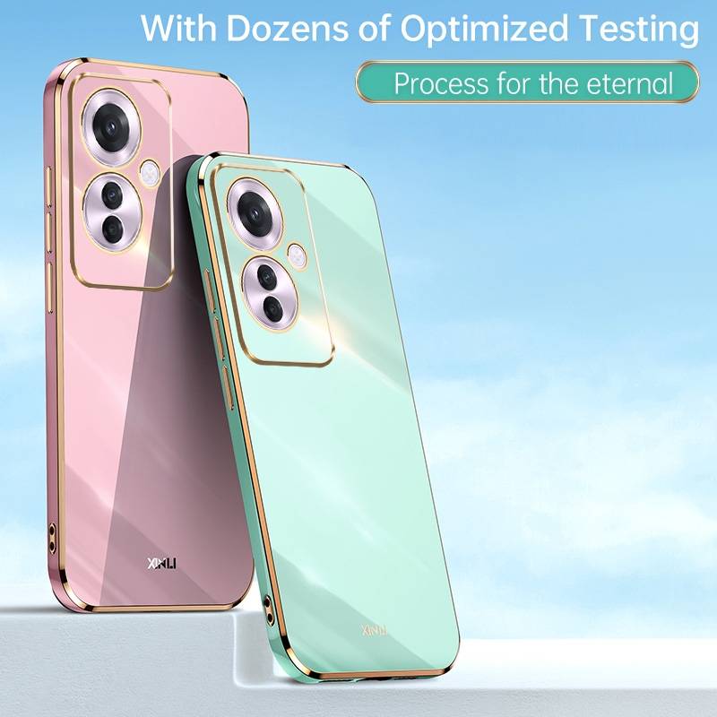 For OPPO Reno11 F XINLI Straight 6D Plating Gold Edge TPU Phone Case(Black)