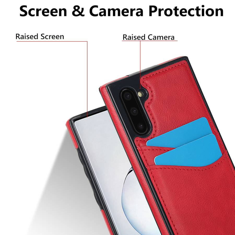 For Samsung Galaxy Note10 Litchi Leather Skin Card Slots Phone Case(Red)
