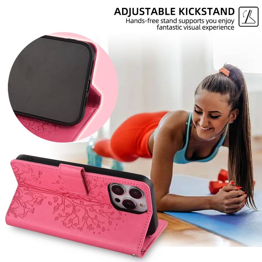 For Realme Q3S Tree & Deer Embossed Leather Phone Case(Pink)