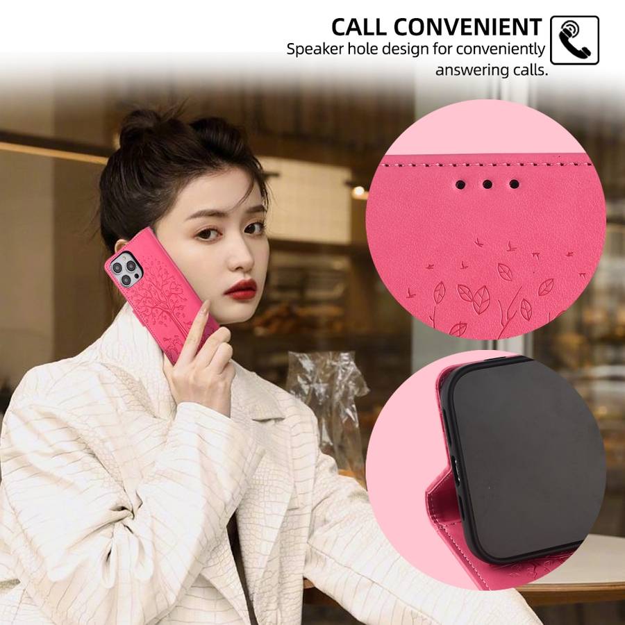 For Realme Q3S Tree & Deer Embossed Leather Phone Case(Pink)
