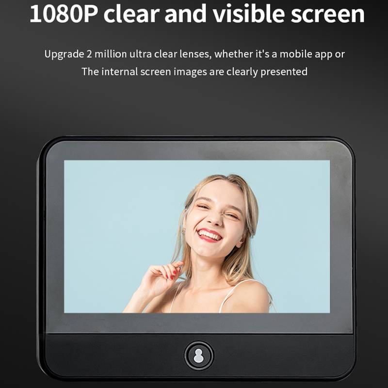 S50S 4.3 inch IPS LCD Screen 1080P Infrared Night Vision WiFi Smart Cat Eye Video Doorbell(Black)
