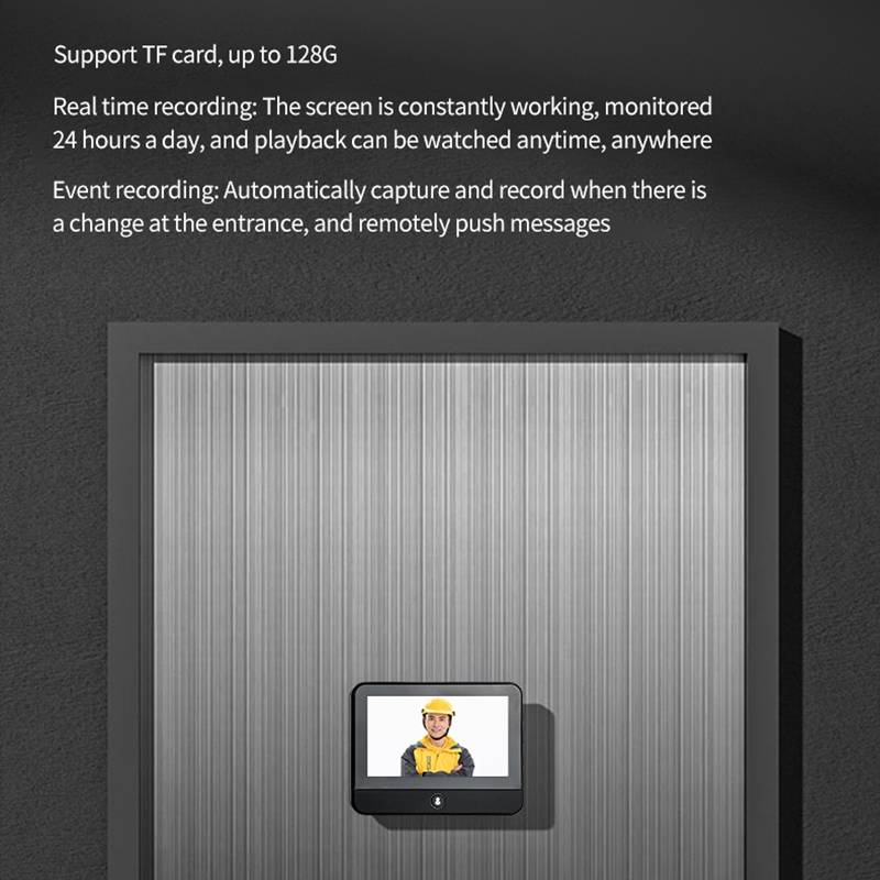 S50S 4.3 inch IPS LCD Screen 1080P Infrared Night Vision WiFi Smart Cat Eye Video Doorbell(Black)