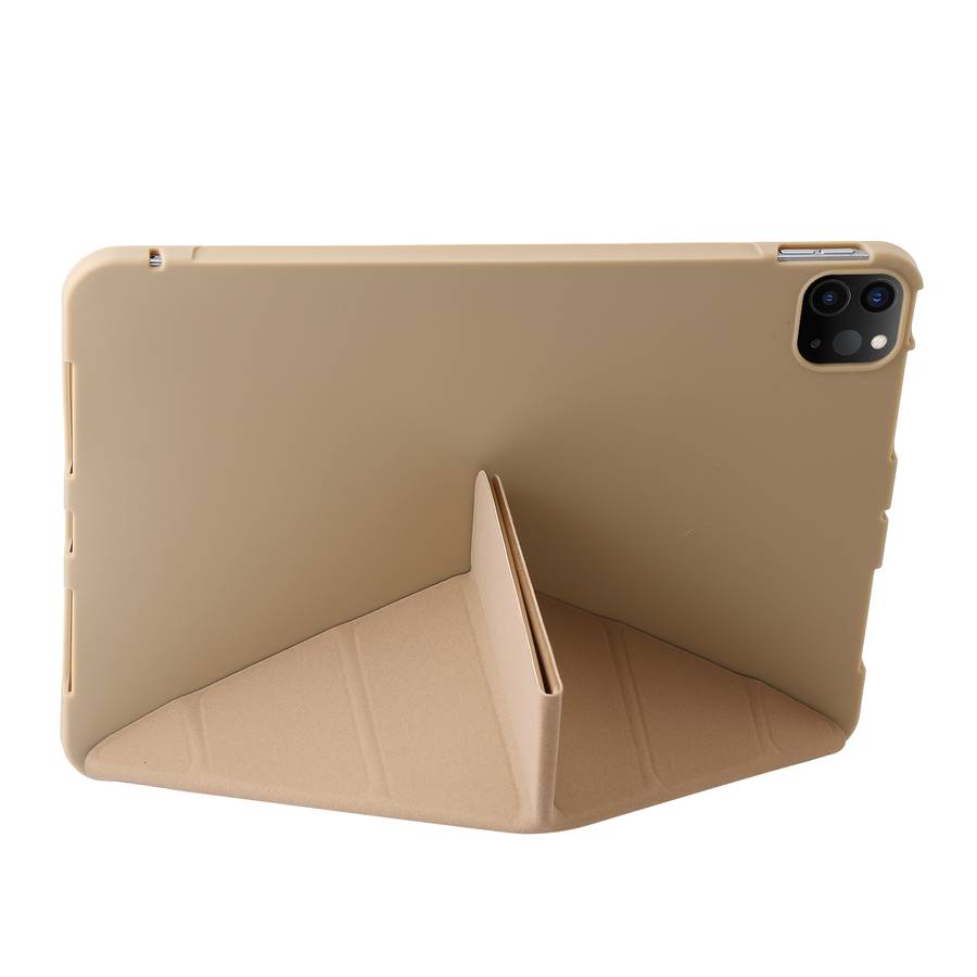 For iPad Pro 13 2024 TPU Deformation Flip Leather Tablet Case with Holder(Gold)