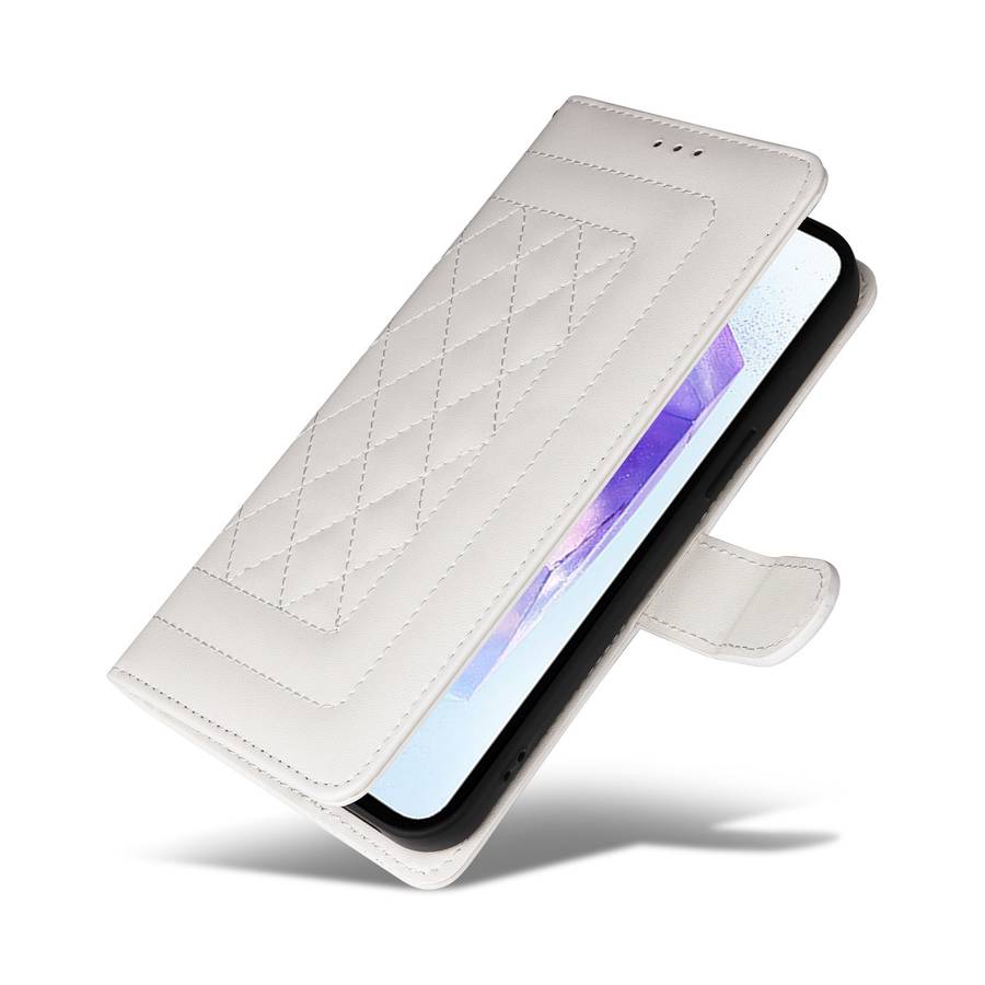 For Samsung Galaxy A55 Diamond Lattice Leather Flip Phone Case(White)