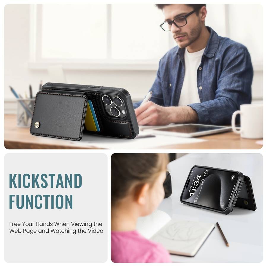 For iPhone 13 Pro JEEHOOD J05 Business Magnetic Style RFID Leather Phone Case(Black)