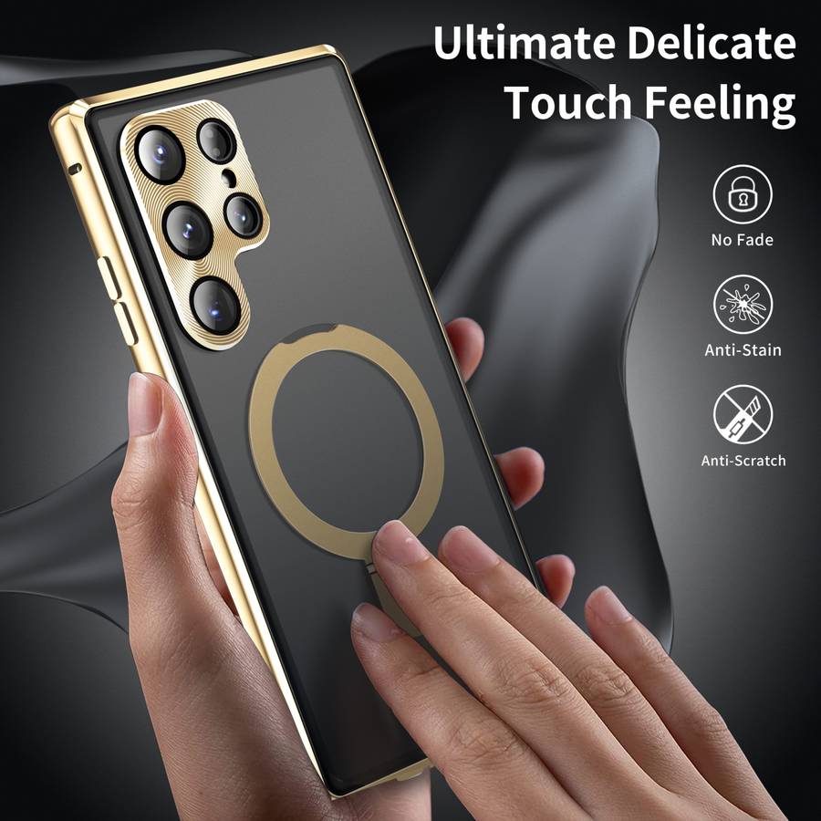 For Samsung Galaxy S23 Ultra 5G MagSafe Magnetic Privacy Frosted Tempered Glass Holder Phone Ca