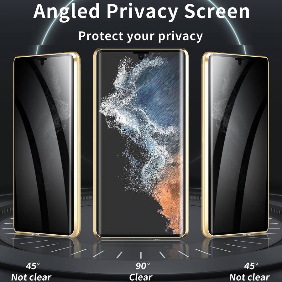 For Samsung Galaxy S23 Ultra 5G MagSafe Magnetic Privacy Frosted Tempered Glass Holder Phone Ca