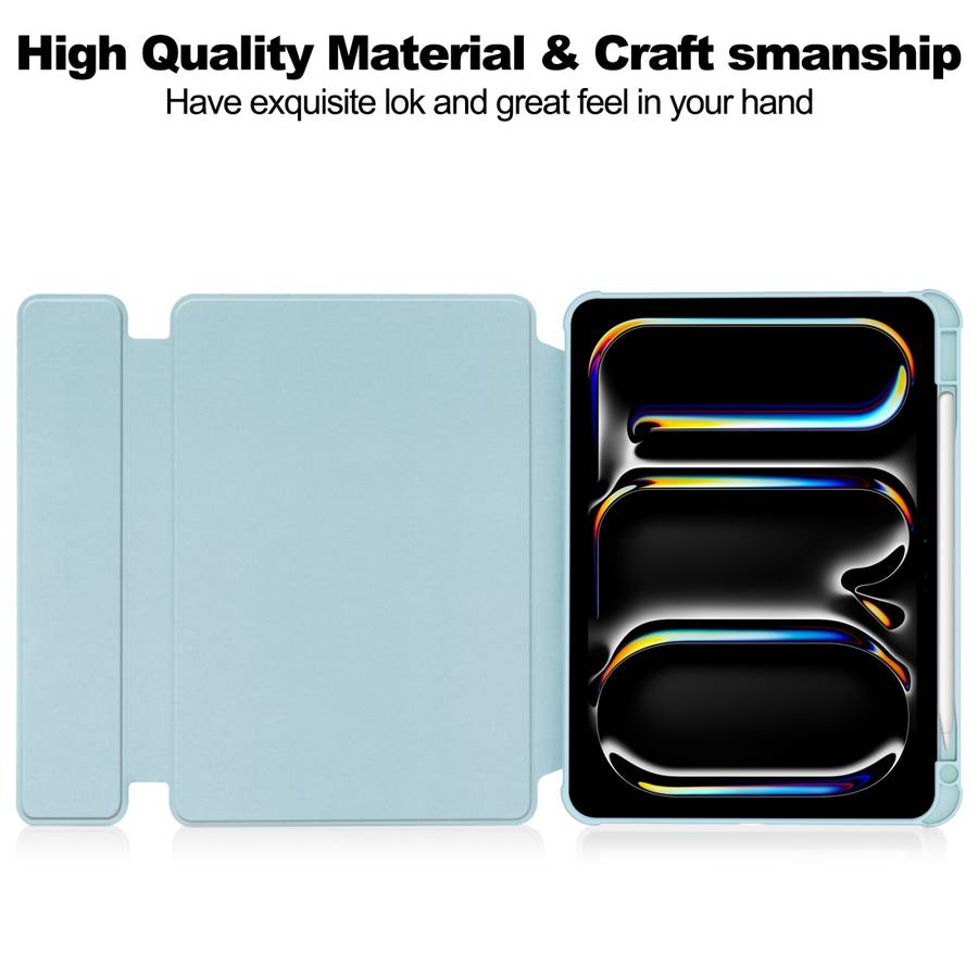 For iPad Pro 13 2024 Transparent Rotation Smart Leather Tablet Case with Keyboard(Sky Blue)