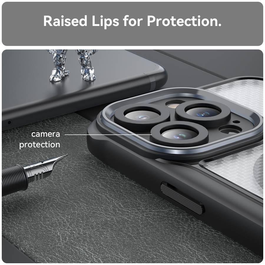 For iPhone 11 Pro Max Carbon Fiber Texture MagSafe Translucent Phone Case(Black)