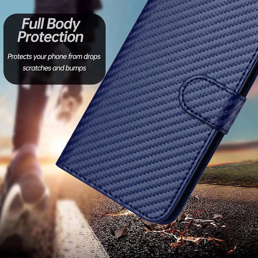 For Realme C55 4G Global / Narzo N55 YX0070 Carbon Fiber Buckle Leather Phone Case with Lanyard