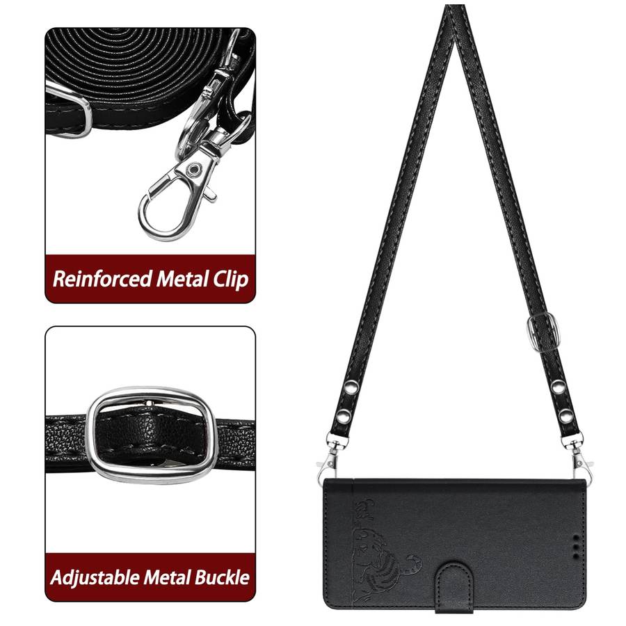 For Infinix GT 20 Pro/X6871 Cat Rat Embossed Pattern RFID Leather Phone Case with Lanyard(Black