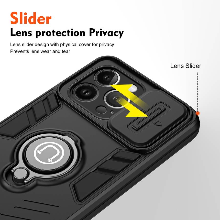 For iPhone 13 Pro Max Camshield Ring Holder Phone Case(Black)