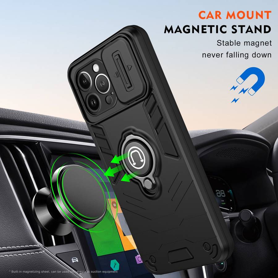 For iPhone 13 Pro Max Camshield Ring Holder Phone Case(Black)