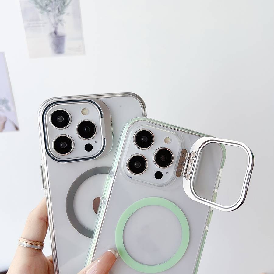 For iPhone 11 J2 High Transparent MagSafe Magnetic Frame Holder Phone Case(Matcha Green)