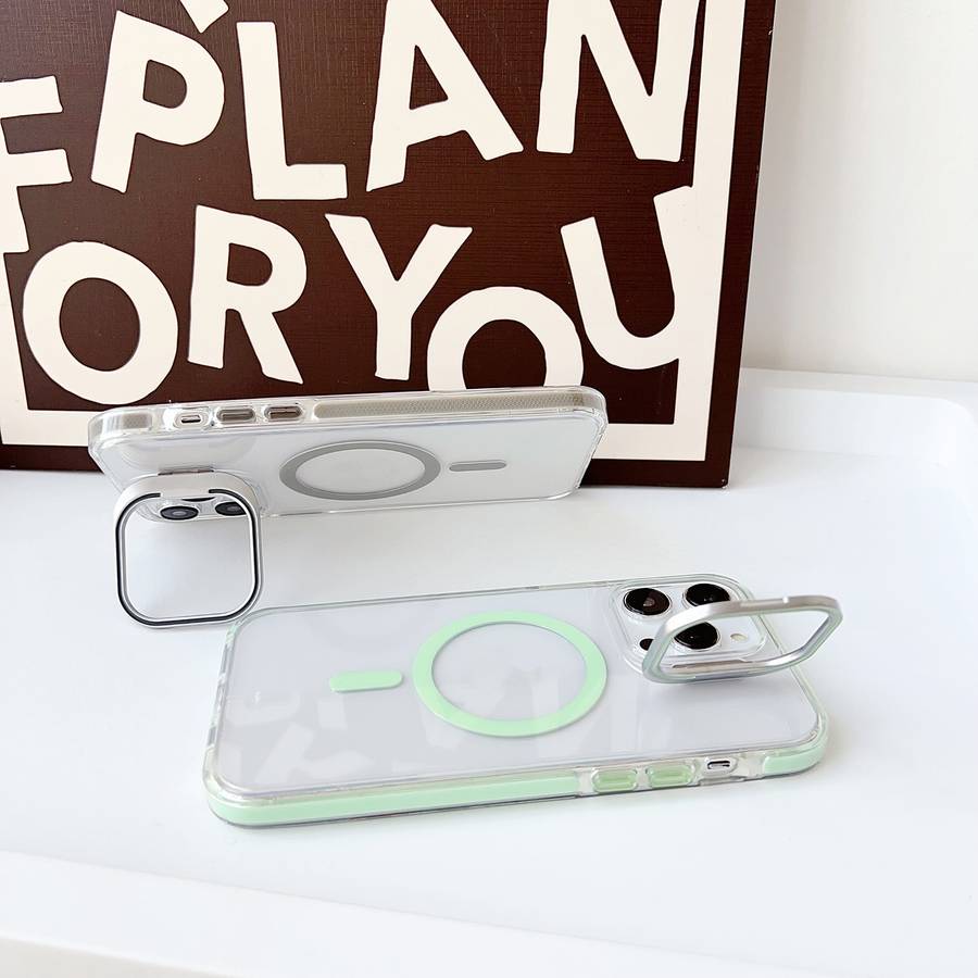 For iPhone 11 J2 High Transparent MagSafe Magnetic Frame Holder Phone Case(Matcha Green)