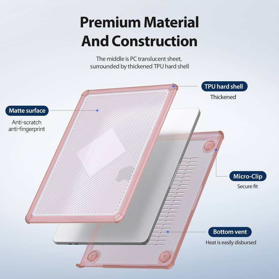 For MacBook Air/Pro 13.3 2016-2021 A1706 DUX DUCIS LCGH Laptop Frosted Protective Case(Pink)