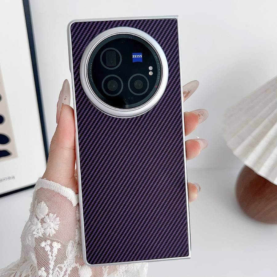 For vivo X Fold3 Pro Kevlar Carbon Fiber Ultra-thin Shockproof Phone Case(Purple)