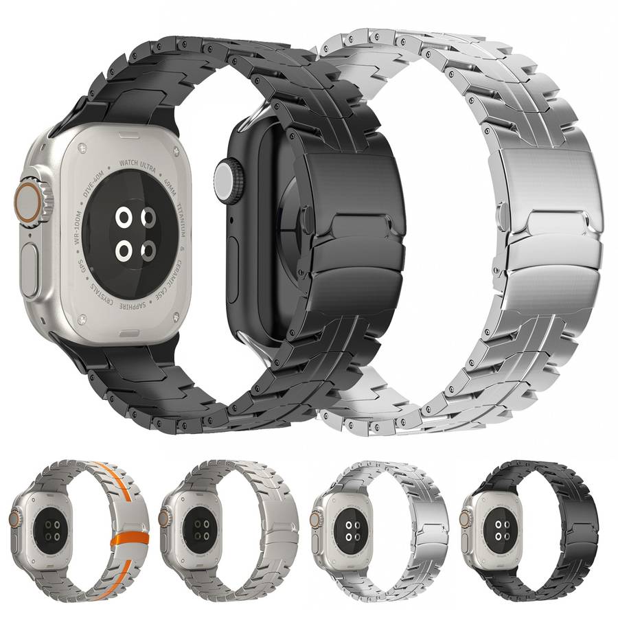 For Apple Watch SE 2023 40mm Double Lock Buckle Turtle Titanium Steel Watch Band(Titanium)