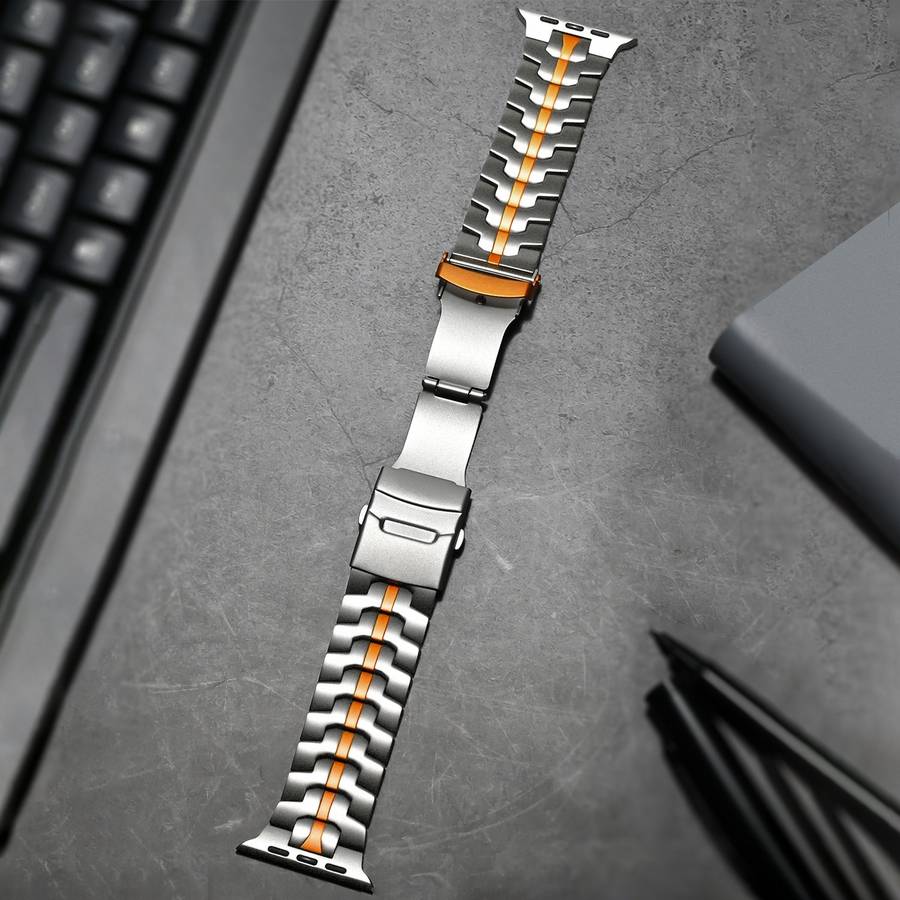 For Apple Watch SE 2023 40mm Double Lock Buckle Turtle Titanium Steel Watch Band(Titanium)