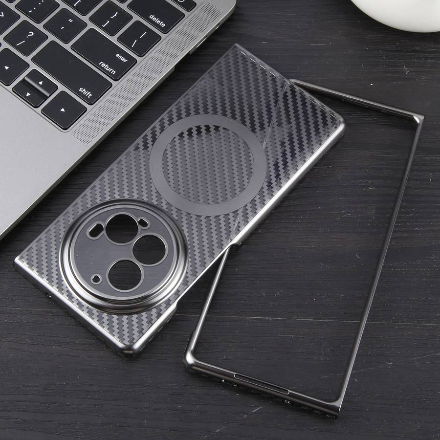 For vivo X Fold3 Pro 6D Plated Carbon Fiber Clear Magsafe PC Phone Case(Titanium Grey)