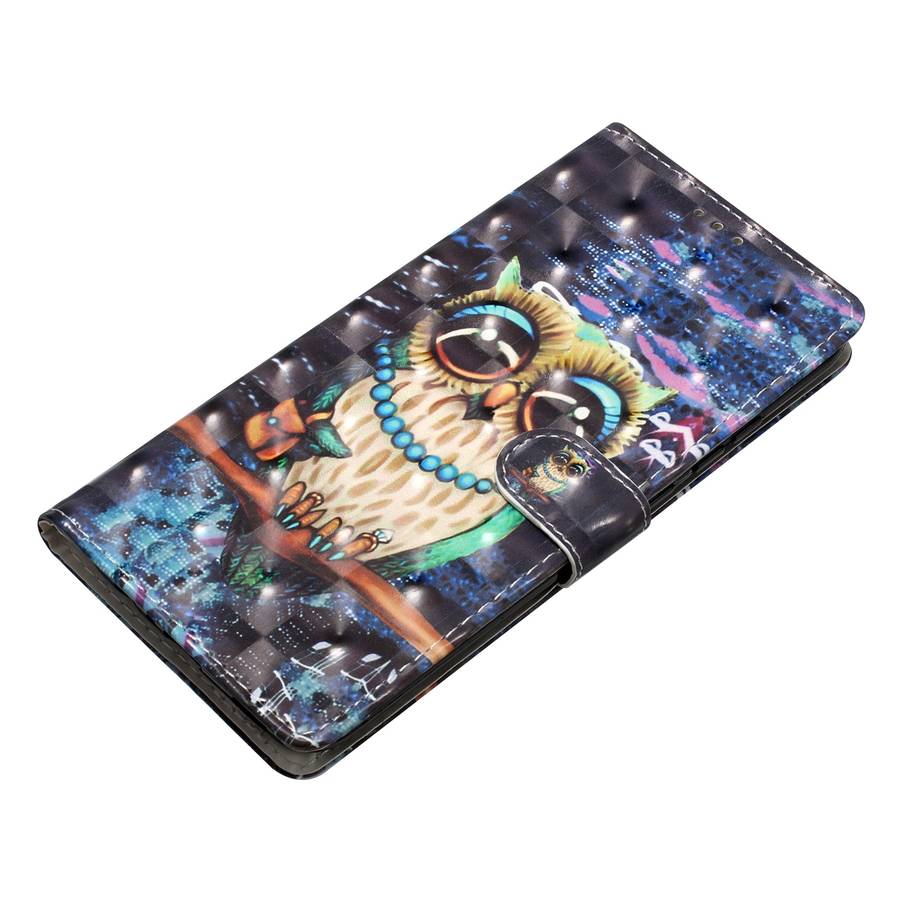 For Motorola Moto G34 3D Pattern Leather Phone Case(Big-eyed owl)