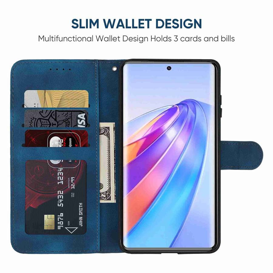 For Honor X9a Skin Feel Geometric Lines Leather Phone Case(Blue)