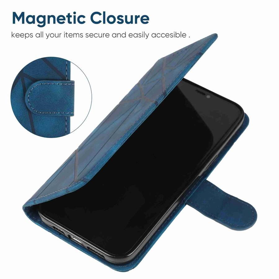 For Honor X9a Skin Feel Geometric Lines Leather Phone Case(Blue)