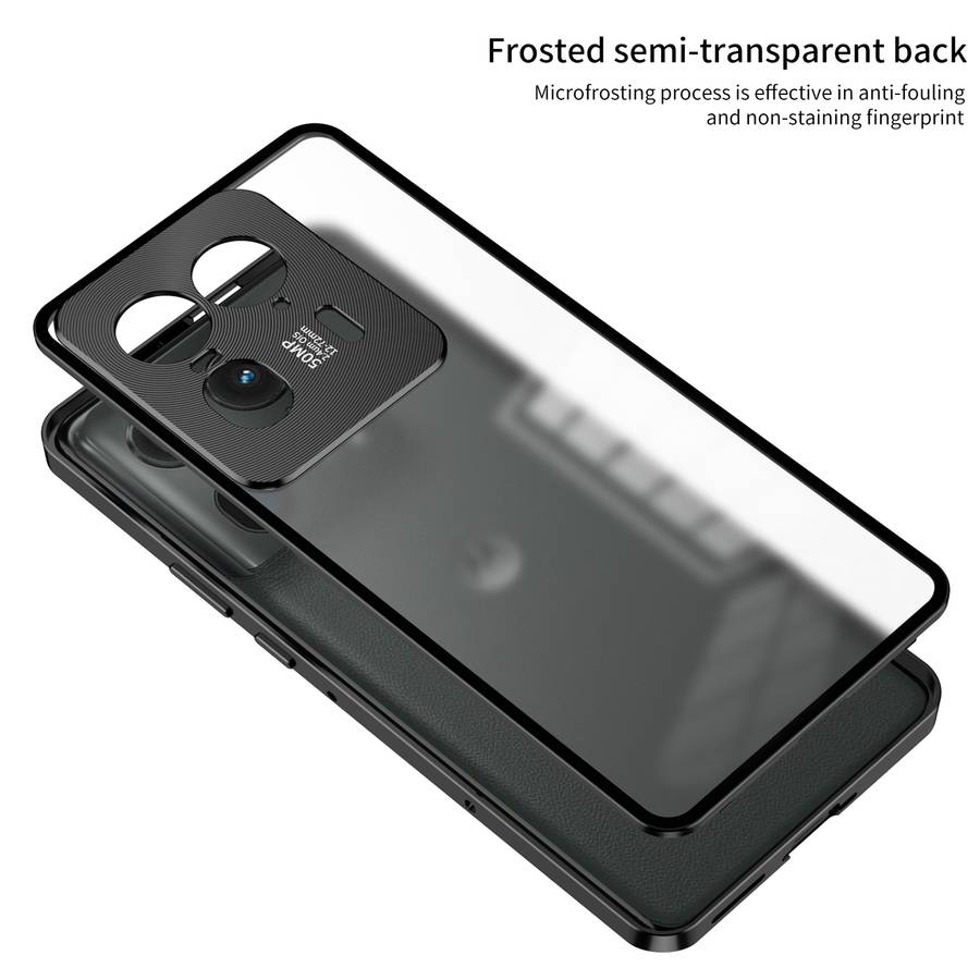 For Motorola Moto X40 Snap Buckle Metal Frame Frosted Phone Case(Black)