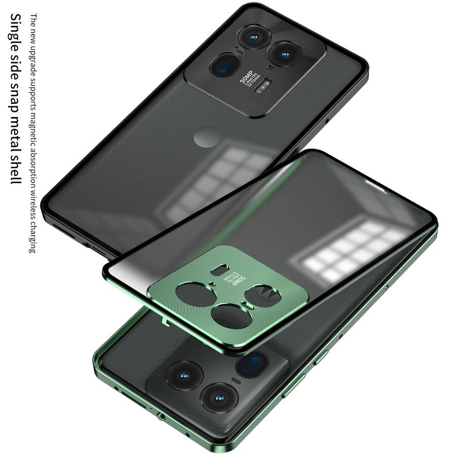 For Motorola Moto X40 Snap Buckle Metal Frame Frosted Phone Case(Black)