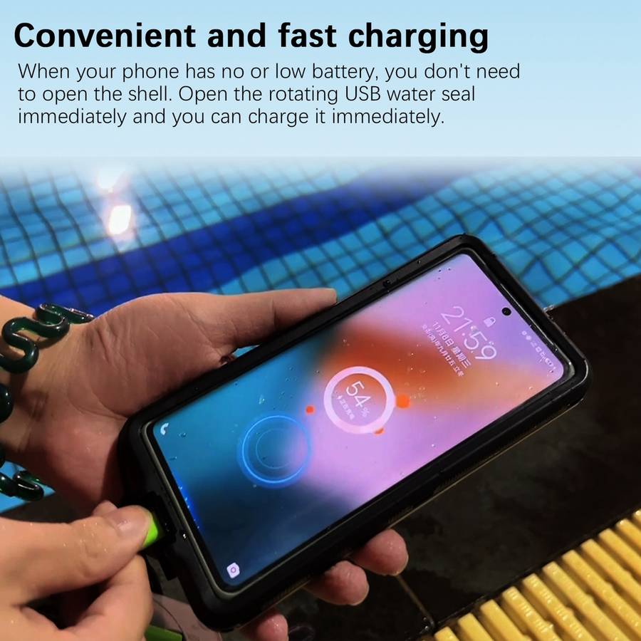 33ft 10m Underwater IP68 Waterproof Phone Case For Under 6.6 inch Phones(Black)