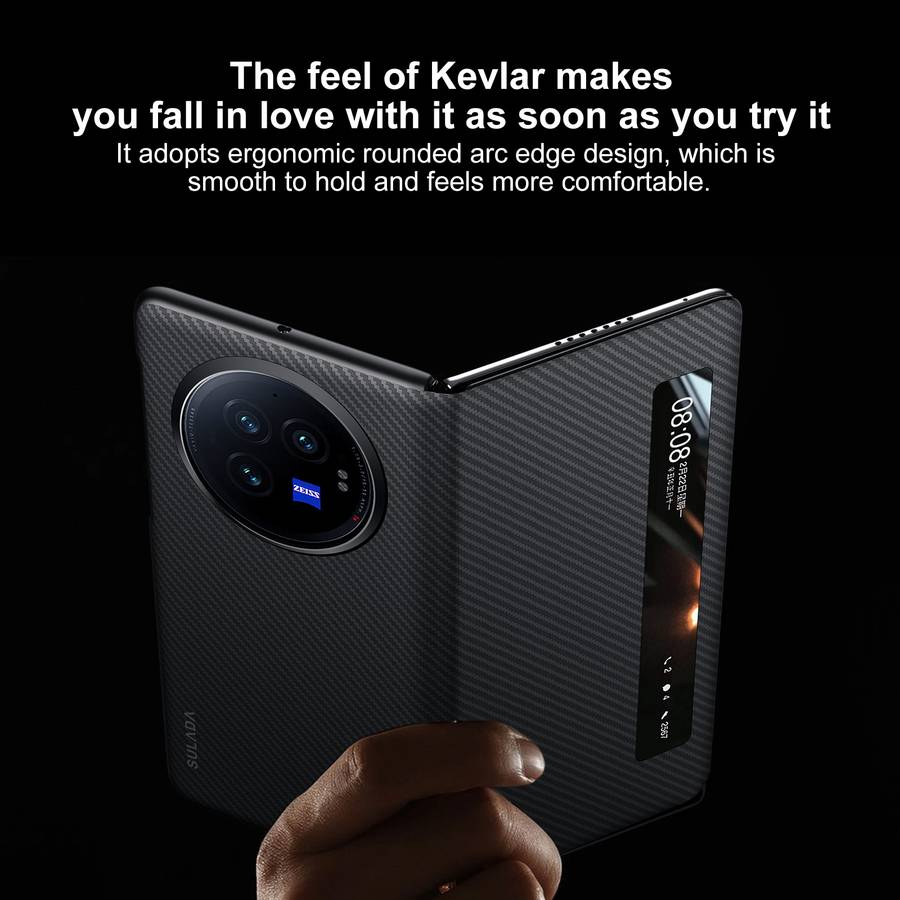 For vivo X Fold3 SULADA Kevlar 600D Texture Smart Window Leather Phone Case(Purple)