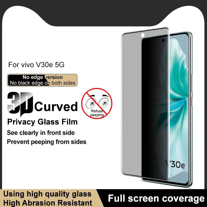 For vivo V30e imak 3D Curved Privacy Full Screen Tempered Glass Film