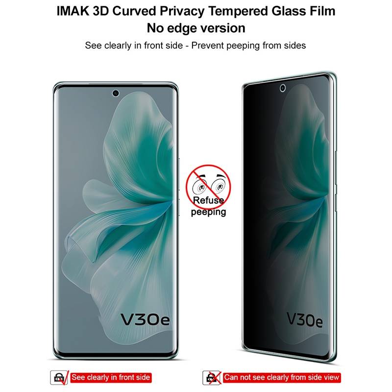 For vivo V30e imak 3D Curved Privacy Full Screen Tempered Glass Film